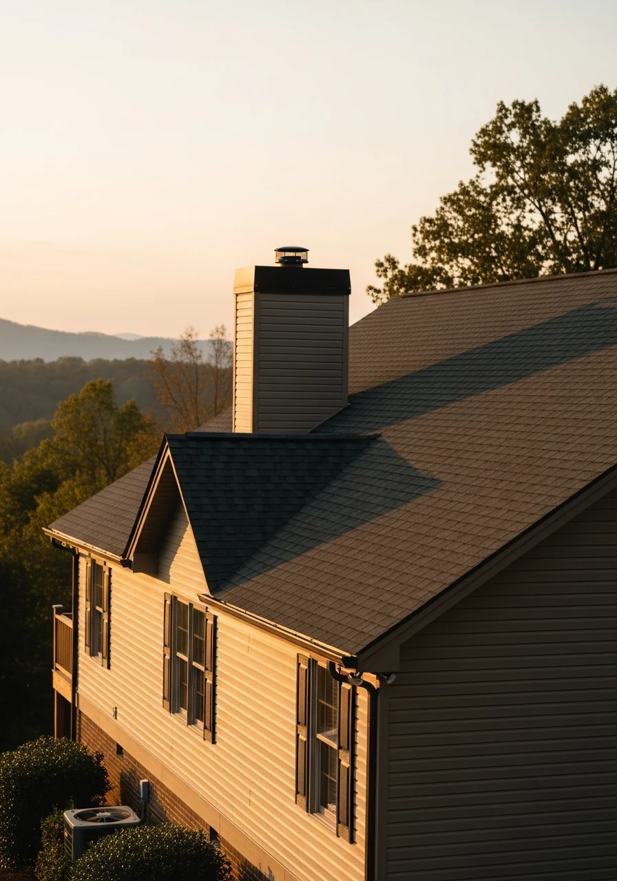 Residential roofing and siding on Greeneville home with mountain views